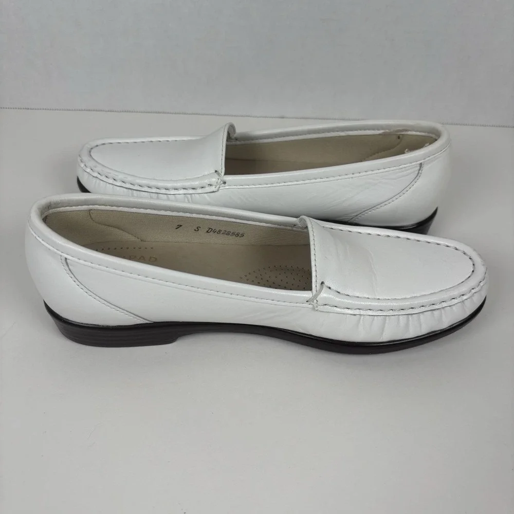 SAS Freetime Patent Leather Loafers/Shoes Womens Sz7 S(narrow) White Made in USA